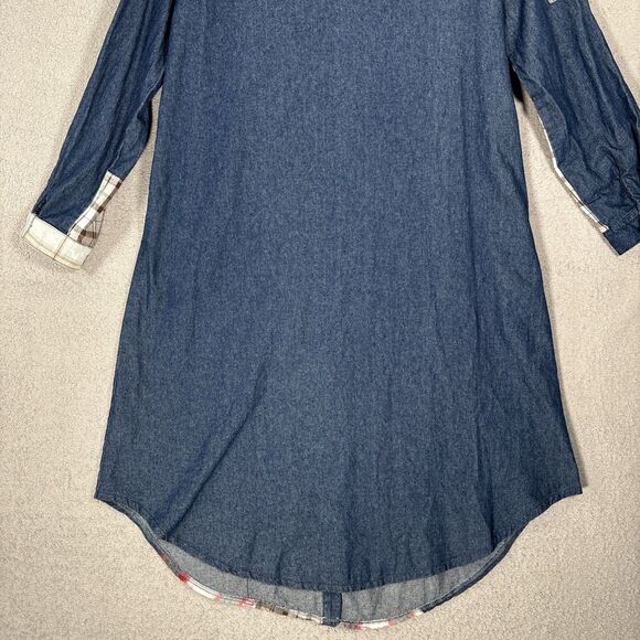 Origami Dress Size S Denim Patchwork Quilt Midi Oversized Lagenlook Cottagecore - Picture 16 of 16